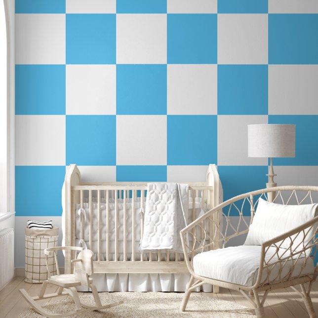 Papel Pintado Cuadrados de 12" azul y blanco (Niños)