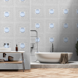 Papel Pintado Cuadrados de círculo ráfaga nugget azul