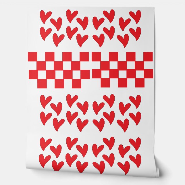 Papel Pintado Cuadrados de corazones y damas (Desenrollar)