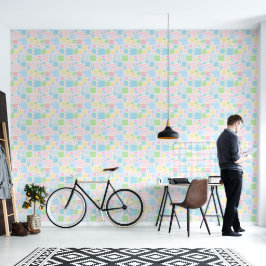 Papel Pintado cuadrados de varios tamaños en tonos pastel