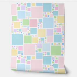 Papel Pintado cuadrados de varios tamaños en tonos pastel