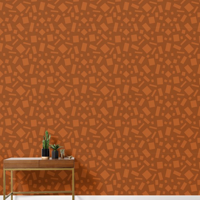 Papel Pintado Cuadrados Geométricos De Terracota Y Rectángulos M (Pasillo)