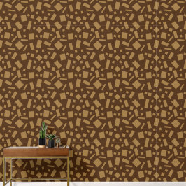 Papel Pintado Cuadrados Geométricos Y Rectángulos Bronce Marrón