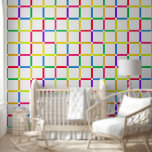 Papel Pintado Cuadrícula colorida con espacio negativo inspirada<br><div class="desc">Patrón de cuadrícula compuesto por líneas de colores inspiradas en el Pop Art y espacio negativo. Hazme saber si te gustaría una colorida diferente para este patrón. Me encanta ver mis diseños en el mundo - etiquetarme en IG @parry_vegan.</div>