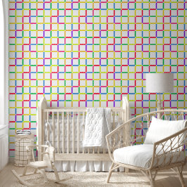Papel Pintado Cuadrícula colorida con espacio negativo inspirada