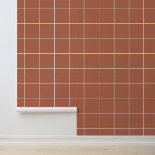 Papel Pintado Cuadrícula de 6" de arcilla roja-marrón neutra de 