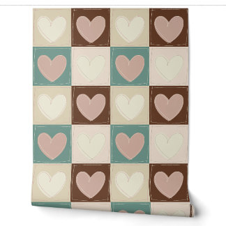 Papel Pintado Cuadrícula de Corazones a Cuadros