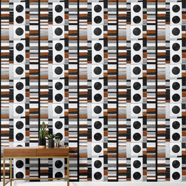 Papel Pintado Cuadrícula de franja de medios mixtos núm. 1 (Pasillo)
