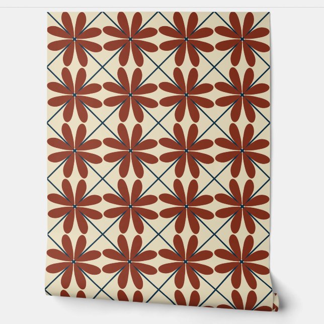 Papel Pintado Cuadrícula floral (Desenrollar)