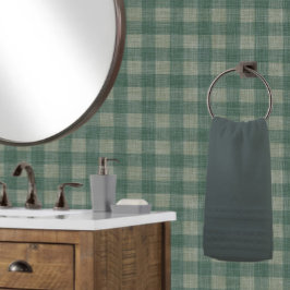 Papel Pintado Cuadro de Búfalo de Lino Rústico Azul Oscuro Verde