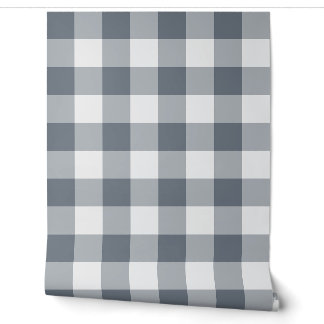 Papel Pintado Cuadro de Gingham Gris Grande