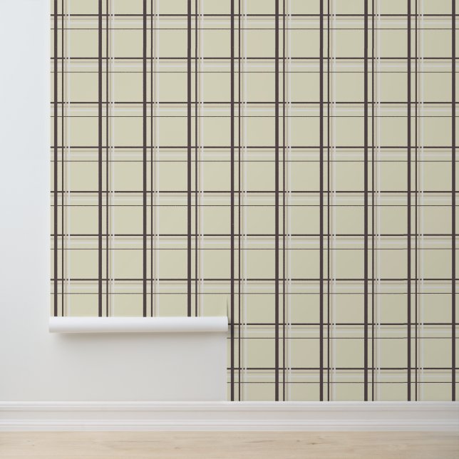 Papel Pintado Cuadro Escocés Crema Neutro (Solicitud)