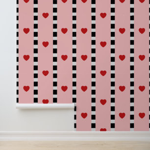 Papel Pintado Cuadros de corazones rojas y rosas