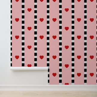 Papel Pintado Cuadros de corazones rojas y rosas