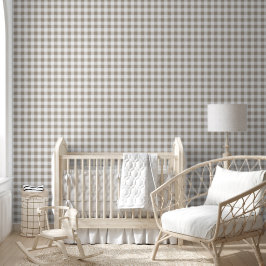 Papel Pintado Cuadros de Gingham de Taupe Modernos