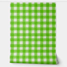 Papel Pintado Cuadros Escoceses de Búfalo Verde Gingham Texturiz