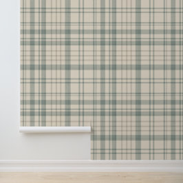 Papel Pintado Cuadros Verdes Beige Neutros