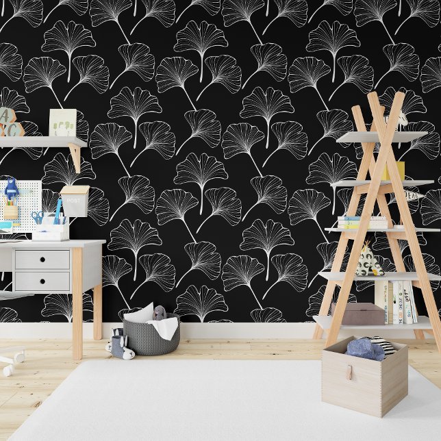 Papel Pintado Cualquier fondo del Boho Ginkgo Biloba sale (Any Background Boho Ginkgo Biloba Leaves Wallpaper)