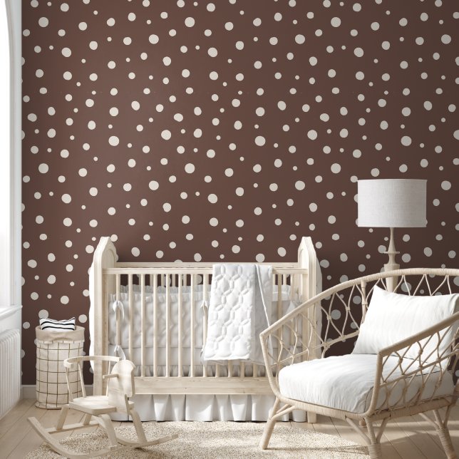 Papel Pintado Cuarto con Patrón de Lunares Marrones Beige Acoged (Niños)