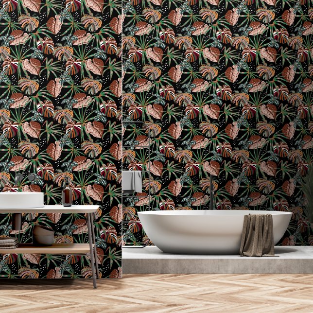 Papel Pintado Cuarto de baño de follaje tropical (Baño)