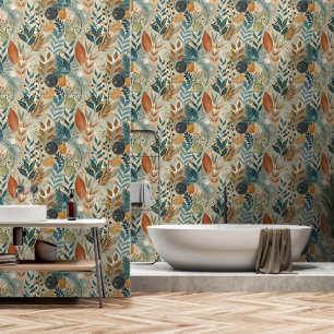 Papel Pintado Cuarto de baño moderno de hojas botánicas tropical