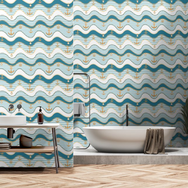 Papel Pintado Cuarto de baño náutico (Baño)