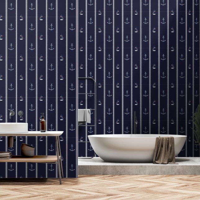 Papel Pintado Cuarto de baño náutico (Baño)