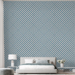 Papel Pintado Cuatro hojas geométricas azul negro blanco persona