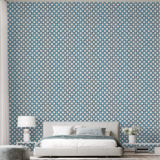 Papel Pintado Cuatro hojas geométricas azul negro blanco persona