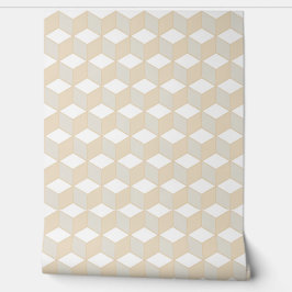 Papel Pintado Cube isometric geometric pattern - earthtones crem