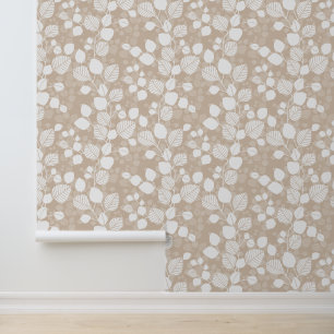 Papel Pintado Cubierta de Follaje Enredado XL hojas blancas beig