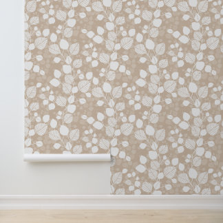 Papel Pintado Cubierta de Follaje Enredado XL hojas blancas beig