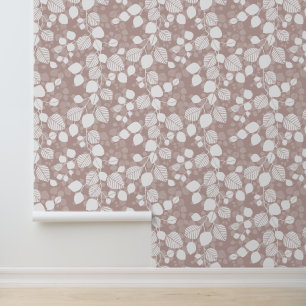 Papel Pintado Cubierta de Follaje Enredado XL hojas blancas rosa