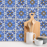 Cubierta y palo de mosaico floral amarillo mediter