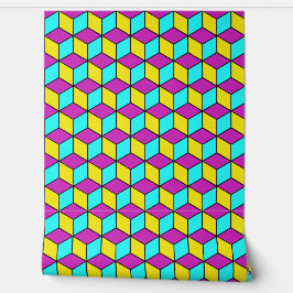 Papel Pintado CUBO CMYK cubos famosos patrón geométrico ilusión