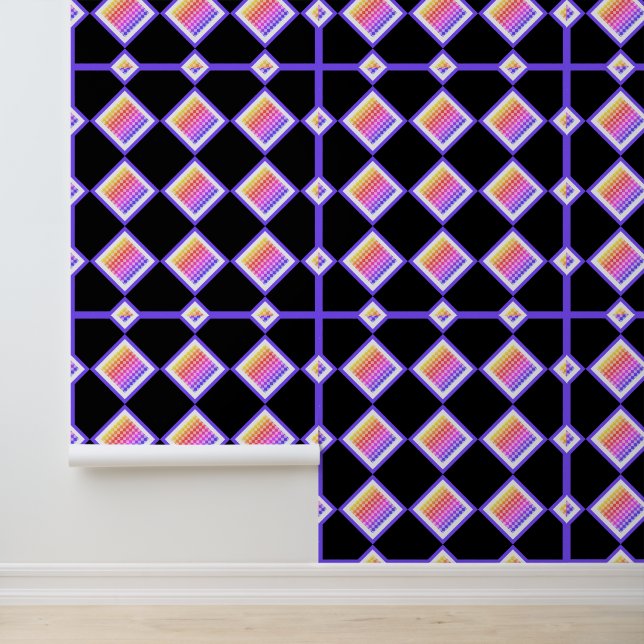 Papel Pintado Cubo de diamante pixelado Arcoíris Retro Gamer de  (Solicitud)