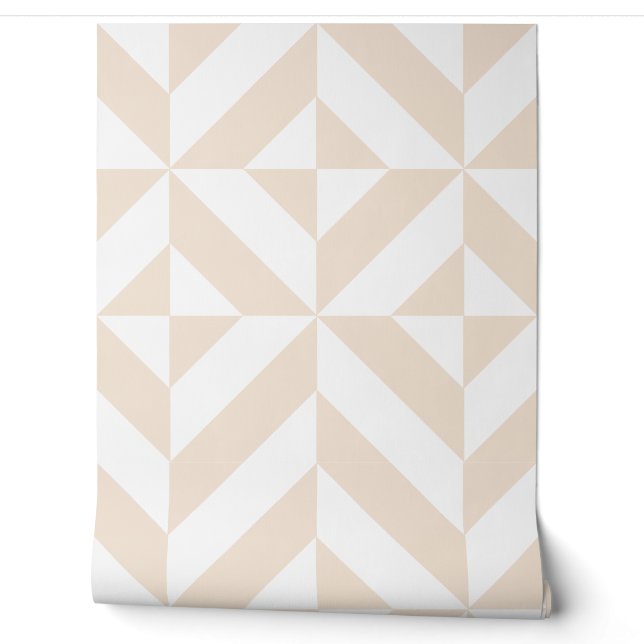 Papel Pintado Cubo geométrico deco beige suave (Desenrollar)