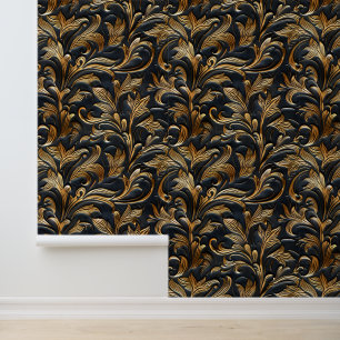 Papel Pintado Cuero con herramientas rusticas de oro negro