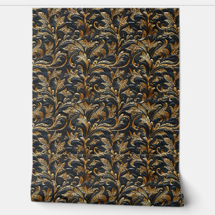 Papel Pintado Cuero con herramientas rusticas de oro negro