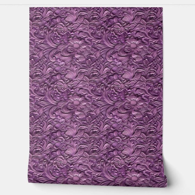 Papel Pintado Cuero de imitación negro violeta (Desenrollar)