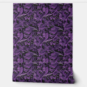 Papel Pintado Cuero de imitación violeta negro vintage