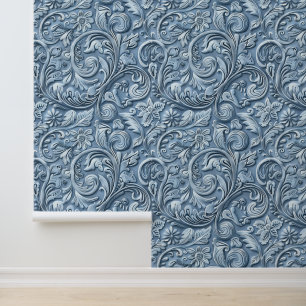 Papel Pintado Cuero de tela azul celeste ruidoso