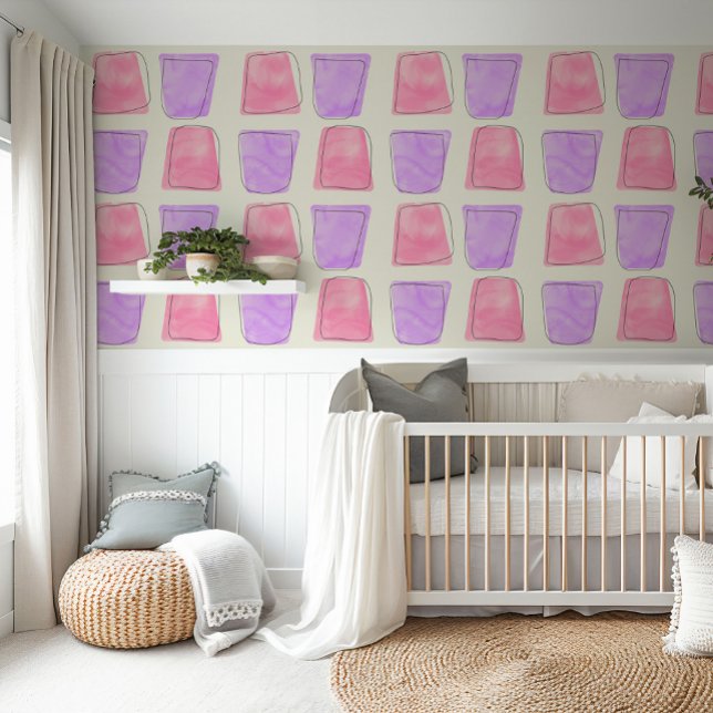 Papel Pintado Cuidada acuarela rosa pastel y vivero morado (Subido por el creador)