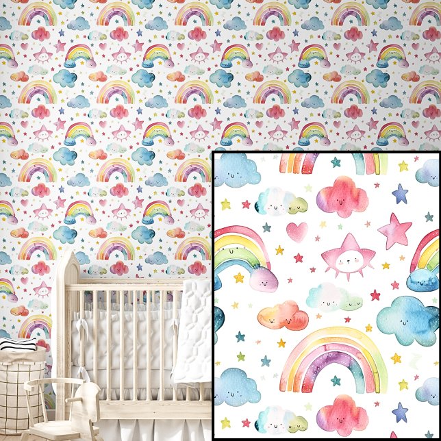 Papel Pintado Cuidada acuarela Rosa Verde Azul arbolado Estrella (Subido por el creador)