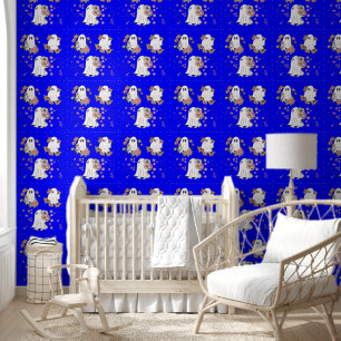 Papel Pintado Cuidada flor fantasma niños piel azul y palo