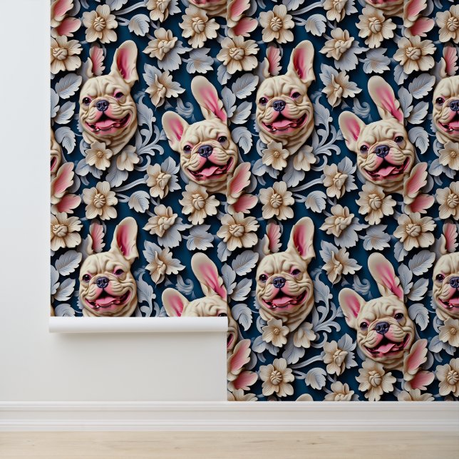 Papel Pintado Cuidados cachorros de perros toros franceses (Solicitud)