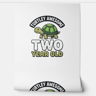 Papel Pintado Cumpleaños de dos años de tortuga grabado vintage 