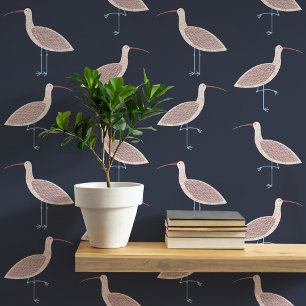 Papel Pintado Curlew Bird Coastal Pattern