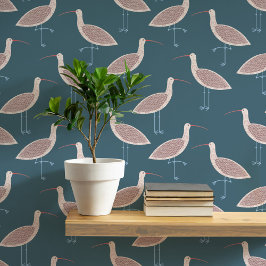 Papel Pintado Curlew Bird Coastal Pattern