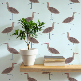 Papel Pintado Curlew Bird Coastal Pattern